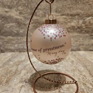 Mary Kay Pink 3.5" Glass Ball Ornaments w/ Stand